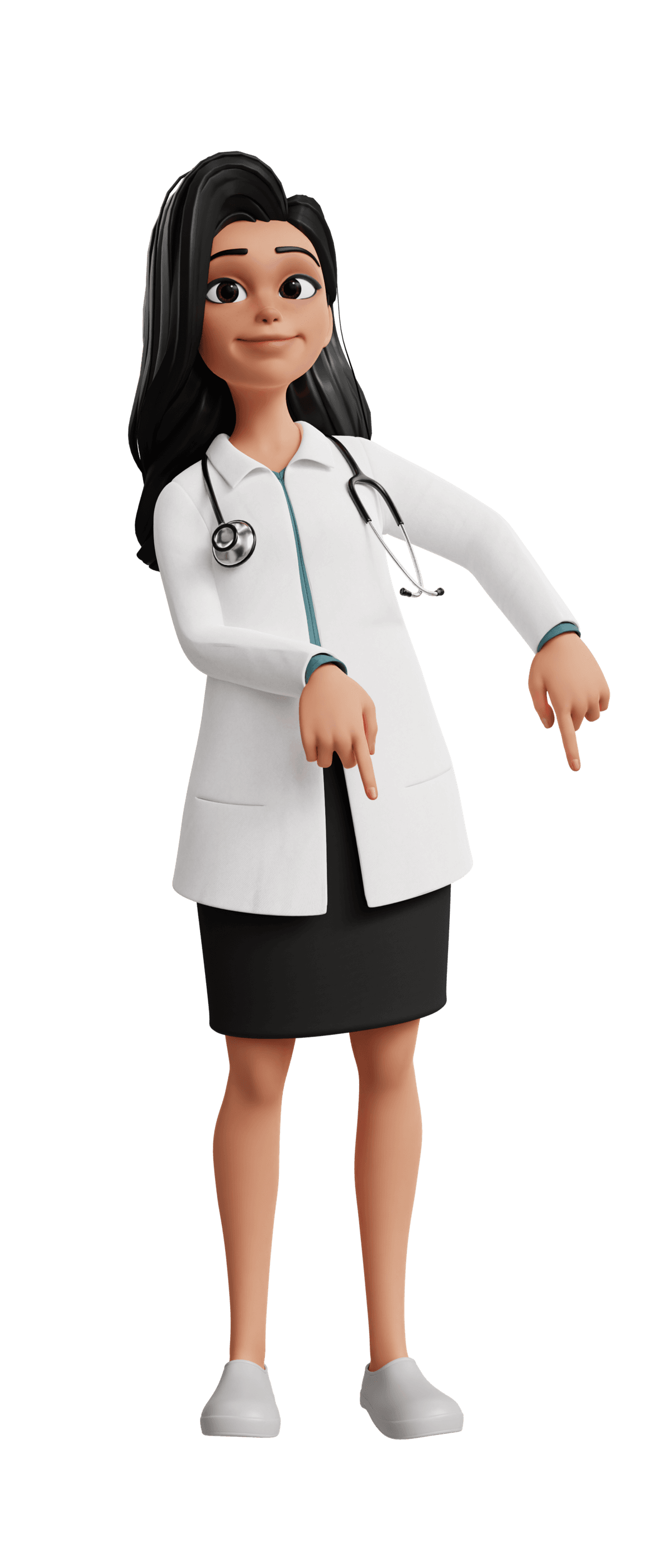 Athena apontando para baixo